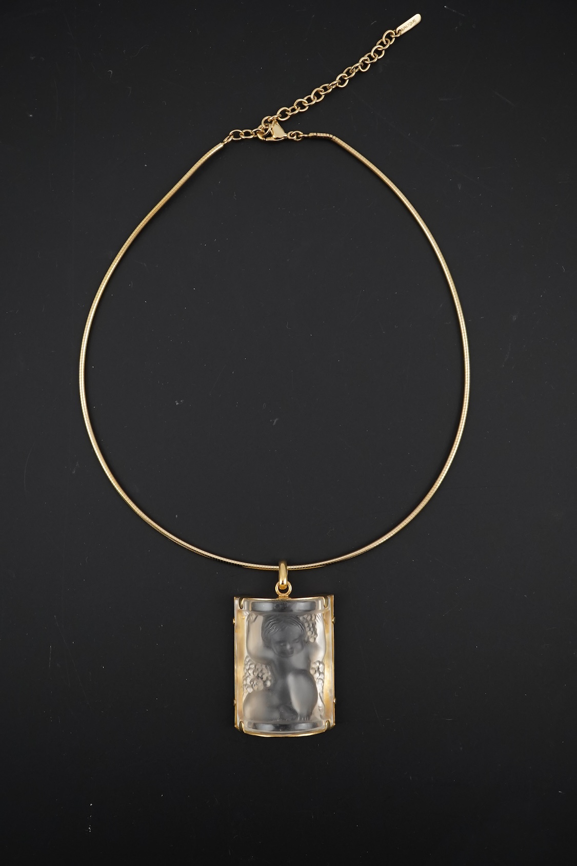 A Lalique Enfants pendant necklace, cased